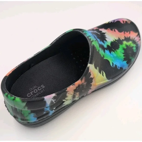 Crocs Neria Pro II Graphic Work Clogs Slip Resistant Tie Dye Women's Sz 9 W NWOB - Picture 5 of 16